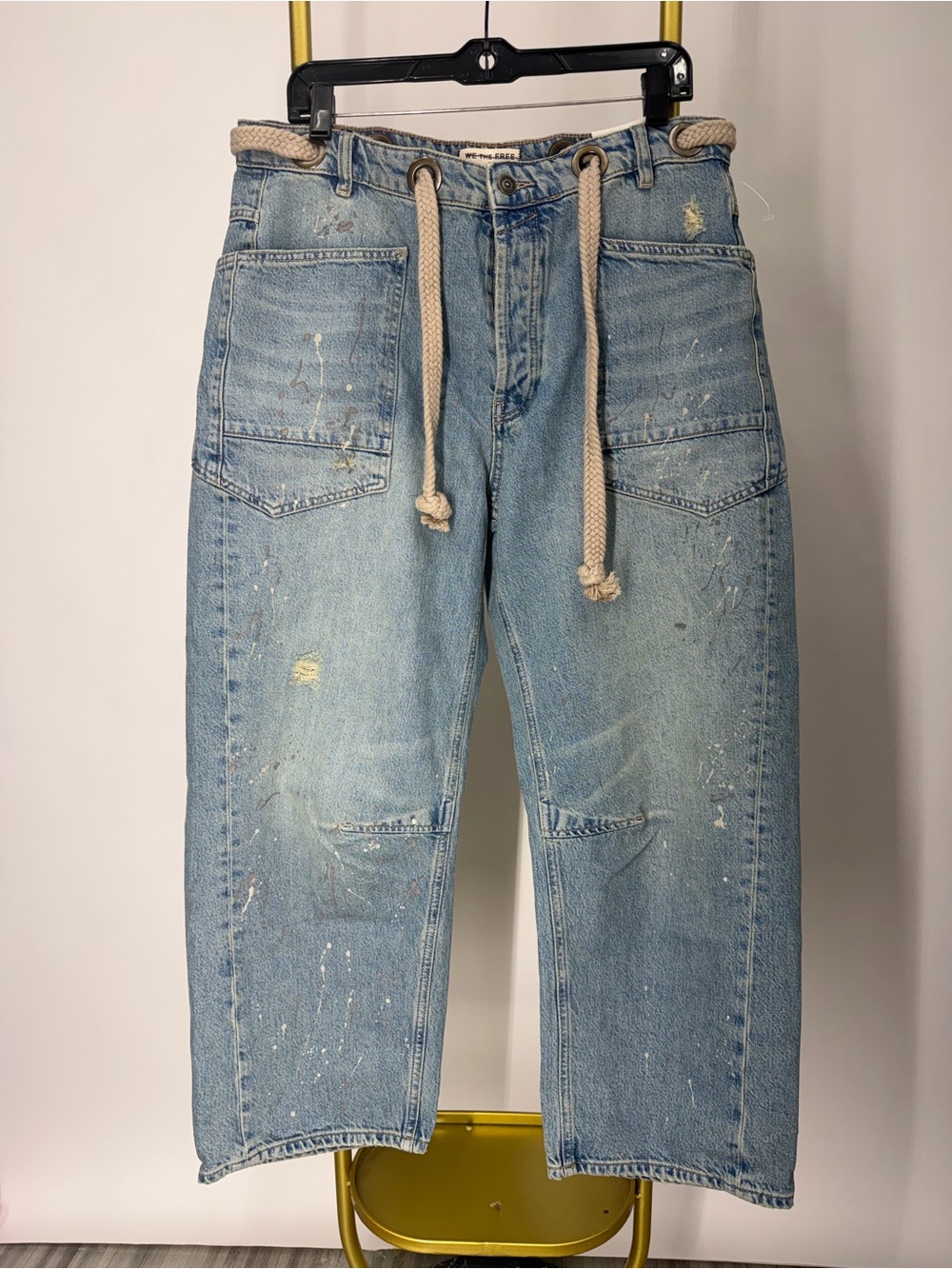 NWOT Free People We The Free Moxie Pull-on Barrel Jeans / Union Blue - Picture 5 of 14